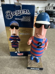 2008 RARE Milwaukee Brewers Racing Polish Sausage Mascot Bobblehead
