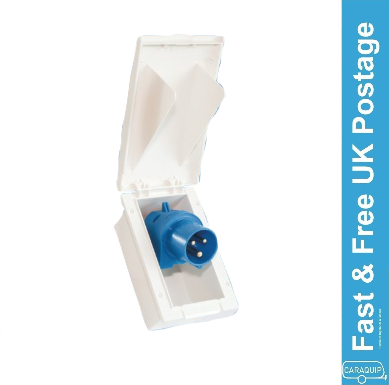 Powerpart White TND 230V Mains Hook Up Inlet Socket Flush Fitting Caravan PO150