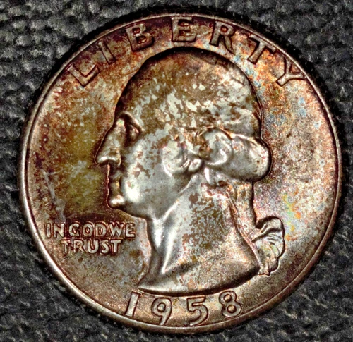1958 Washington Quarter, Gem BU, Lovely Toning