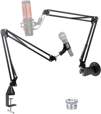 YOUSHARES Mic Stand - Microphone Arm with Upgraded Heavy Duty Clamp, Wall Mount
