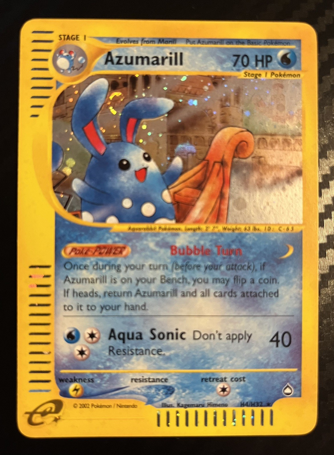 Pokemon Azumarill Holo Rare H4/H32 Aquapolis 2003 WOTC LP SWIRL