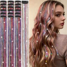 Hair Tinsel Clip in 18 Pcs Clip in Hair Tinsel Kit, Fuller Sparkle Clips Glitter