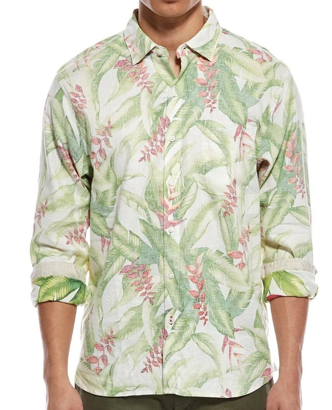Tommy Bahama LS Barbados Breeze CALYPSO FRONDS STRETCH LINEN Camp Shirt, Lge, XL