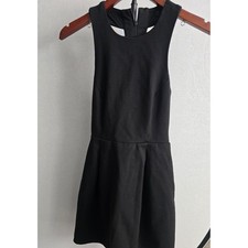 Lulus Cutout and About Black Sleeveless Skater Mini Dress Size Small Ponte