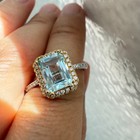 925 Sterling Silver Ring Blue 8x6mm Natural Topaz Gemstone Zircon Bridal Jewelry — photo 4
