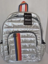 RALEIGH 18" Silver Rainbow Puffy Space Backpack BAZIC x SYDNEY Retro Look NEW