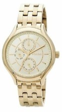 NEW FOSSIL GOLD TONE,S/STEEL,CRYSTALS,MULTIFUNCTION,BRACELET WATCH BQ1583IE