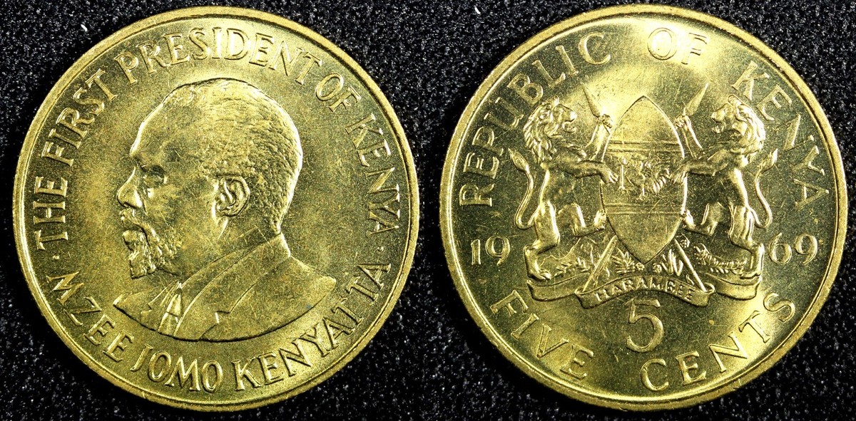 KENYA Mzee Jomo Kenyatta 1969 5 Cents GEM BU COIN KM# 10 (23 794