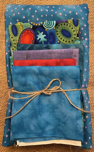 6 Stück hübsche Steppstoffe 5 1/4 + Yards Stoff ozeanblau grün lila - Bild 10 von 10
