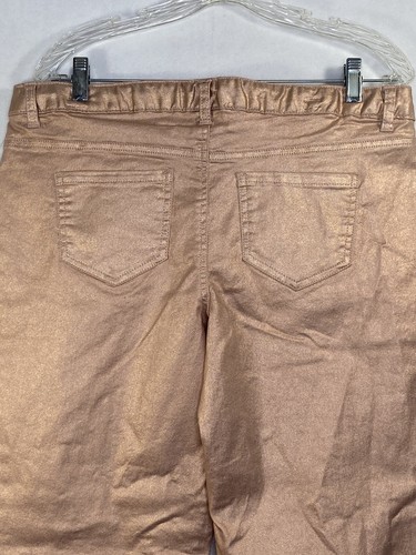 CRB Girl Shimmer Pant Jeans Peach Pink Salmon Metallic Stretch 18 1/2 - Picture 4 of 9