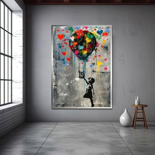 Banksy Girl Graffiti, Famous Canvas, Banksy Girl Artwork, Banksy Balloon Canvas - Picture 4 of 5