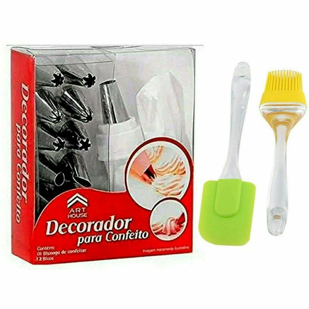 Cake Decorating Set Frosting Icing Piping Bag Tips with Steel Nozzles Reusable
