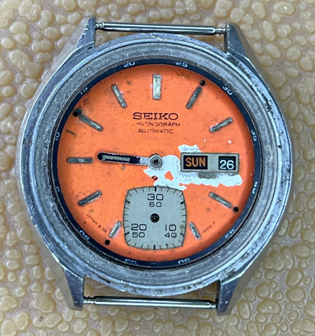 Chronograph Seiko Restore Orange Watch Automatic 6139-6040 To Dial Men's - vintagewatches.pk