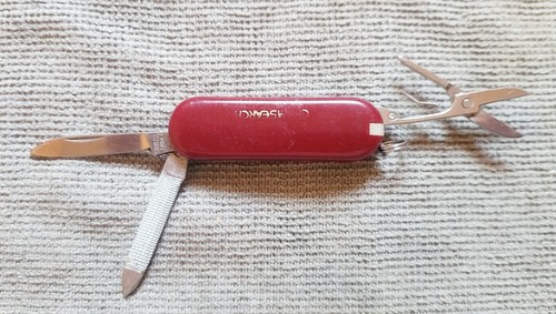 3 Tool Pocketknife Blade File Scissors Red Keychain Free Shipping