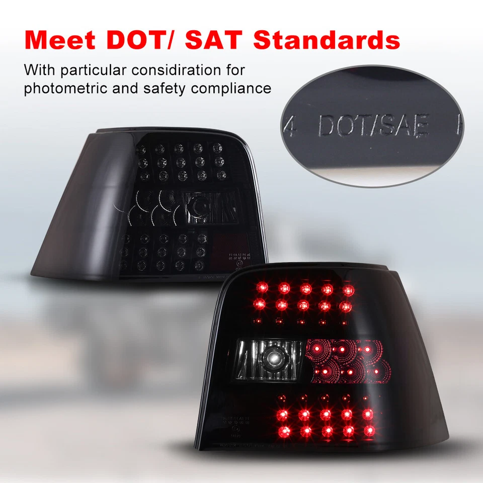 Fit For 1999-2006 VW Volkswagen Golf GTI MK4 LED Brake Tail Lights Smoke Lens - Imagem 3 de 4