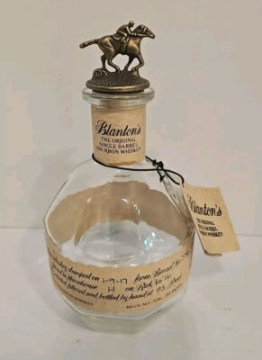 Blanton's Bourbon Whiskey 750ml Bottle, Letter ''L  Brass Topper, Hangtag, Empty