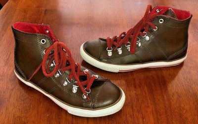 converse leather high tops brown