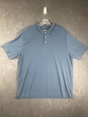 Tommy Bahama Swordfish Logo Solid Blue Short Sleeve Polo Shirt Men's 2XL XXL