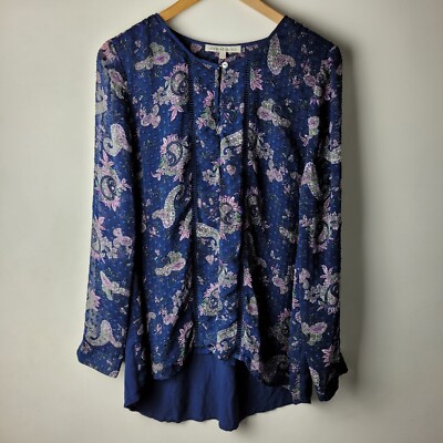 Daniel Rainn Damen Gr. M dunkelblau Paisleymuster Bluse Top Freizeit Smart Karriere