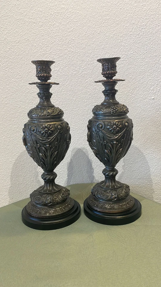 COPPIA DI LUMI LAMPADE CANDELABRI FRANCESI IN ANTIMONIO INIZIO 1900 - Immagine 3 di 4