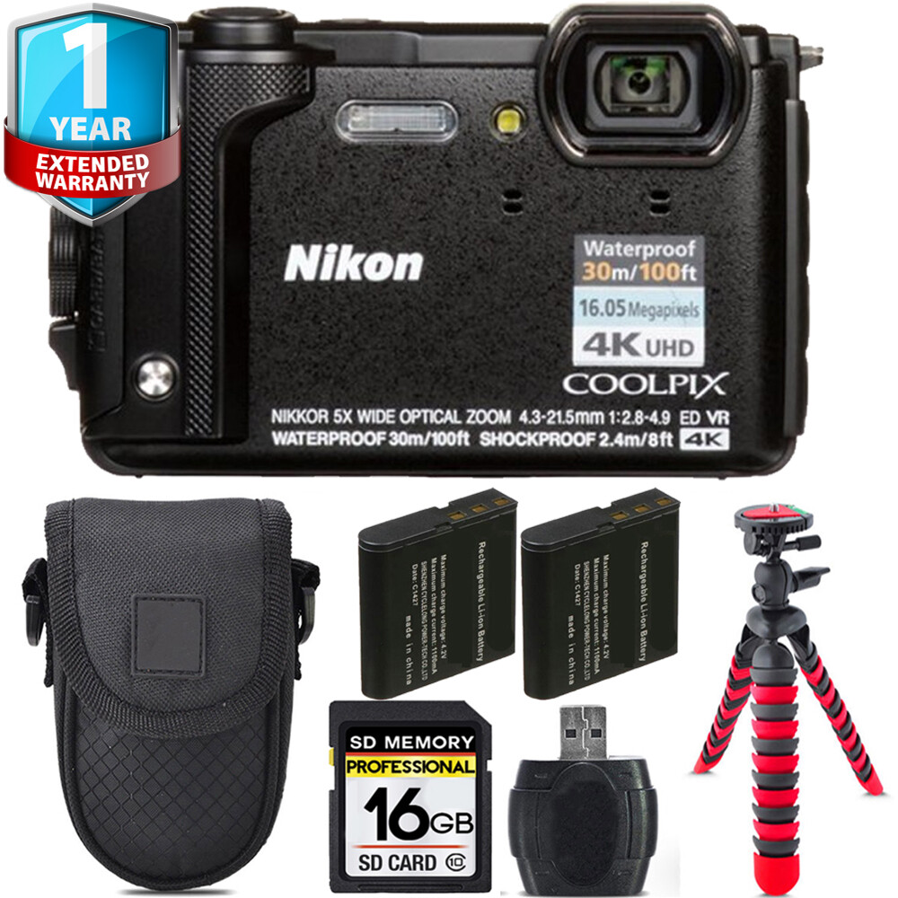 Nikon COOLPIX W300 Camera (Black) + Extra Battery +1 Yr Warranty +