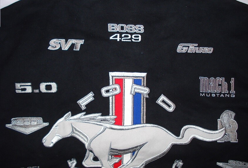Authentic Ford Mustang Racing Jacket Mens Black Cotton Twill Authentic Ford Mustang Racing Jacket Mens Black Cotton Twill