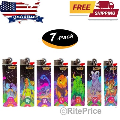 BIC Special Edition Astrology Horoscope Zodiac Sign Lighter AST Design (7 Pack)