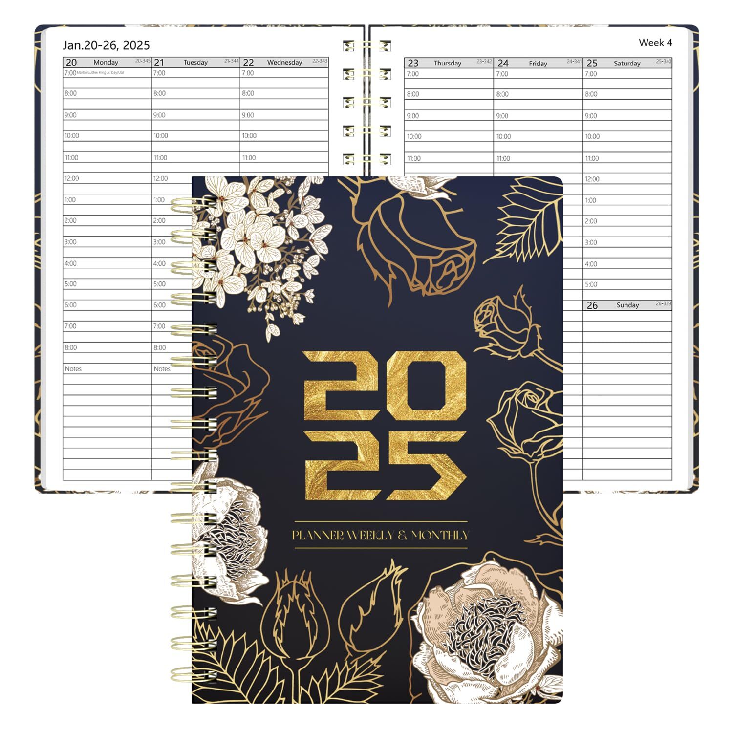 2025 Daily Planner Appointment Book Quarter-Hourly Daily Weekly & Monthly Age...