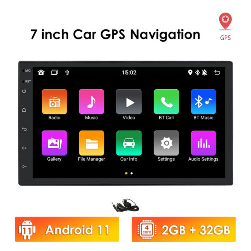 Single 1Din 7" Android 11 GPS Navigation WiFi Car Radio Stereo RDS BT USB 2+32GB - Picture 2 of 6