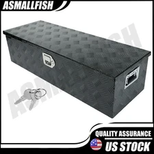 39"X13"X10" Truck Pickup Trailer Bed Storage Tool Box w/ Lock+Key Aluminum Black