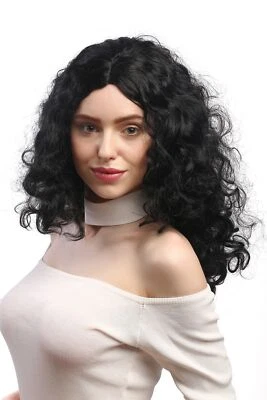 Perücke Damen Karneval Locken Volumen Lockenpracht Mittelscheitel Schwarz 3072