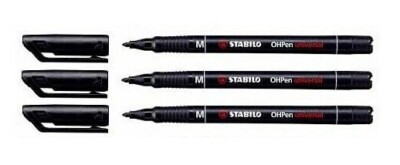 3 x Stabilo OHPen Folienschreiber OHP-Marker M, permanent 1 mm schwarz