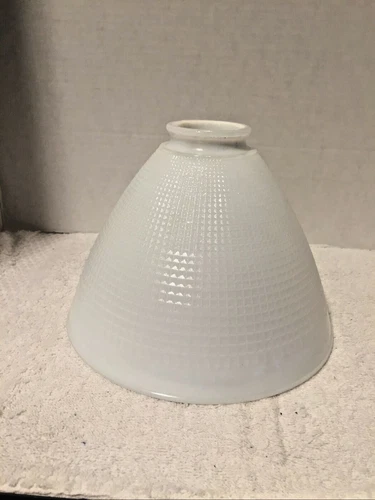 Vintage Milk Glass Torchiere Diffuser Waffle Print Lamp Shade 6”