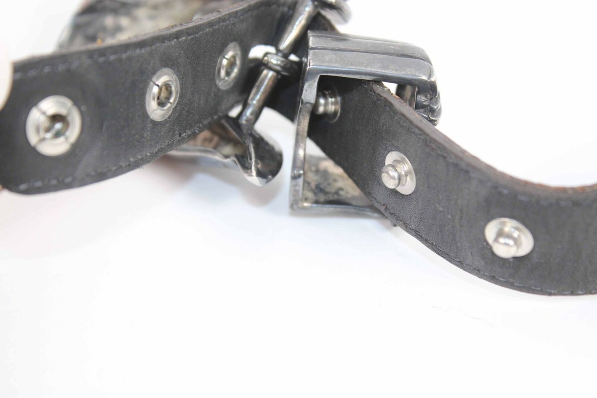 VICENZA Sport Sterling Silver Buckle On Brown  Alligator Print Calfskin Belt 34 Vintage Vicenza Brown Leather Alligator Print Silver Tone  main image 3