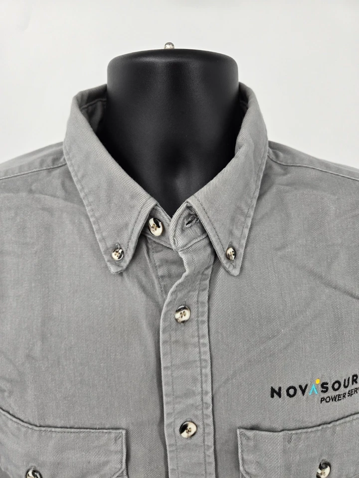 Bulwark Shirt Gray Large 2112 FR CAT 2 Long Sleeve Pocket 8.6 ATPV Flame - Image 3 of 4