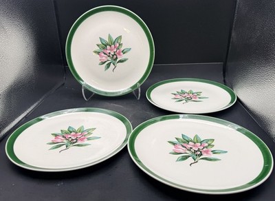 Vintage MCM Union Made 1950 s Prim Rose China Dinner Plates AZALEA Pattern (s/2)