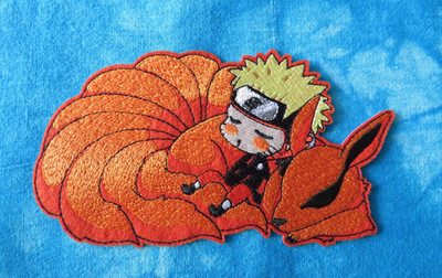1 Japanischer Anime Naruto Thema Orange gestickter Aufnäher