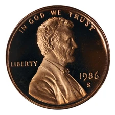 1986 -S Lincoln Memorial Cent Gem Proof Single Coin
