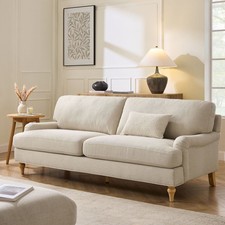 Dusk Hampshire Beige Textured Weave Traditional 3 Seater Sofa RRP £629