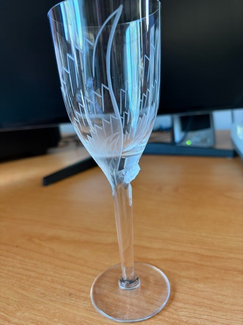 12 - 8" Lalique Angel Champagne glasses