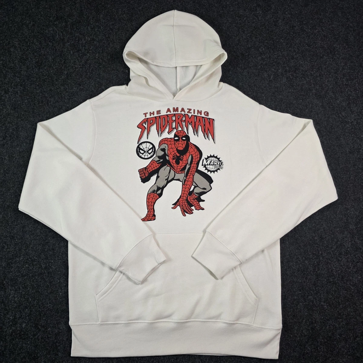 Marvel Amazing Spider-Man Sudadera con Capucha Para Hombre Mediana Crema Gráfico Polar Pullover