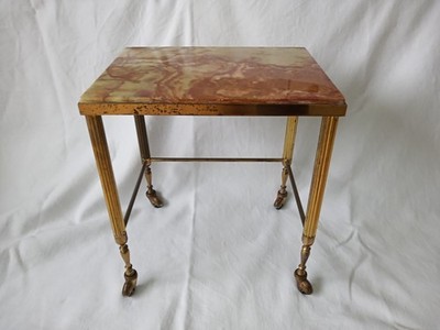 Hollywood Regency Beistelltisch Rolltisch 50/60er Messing Marmor