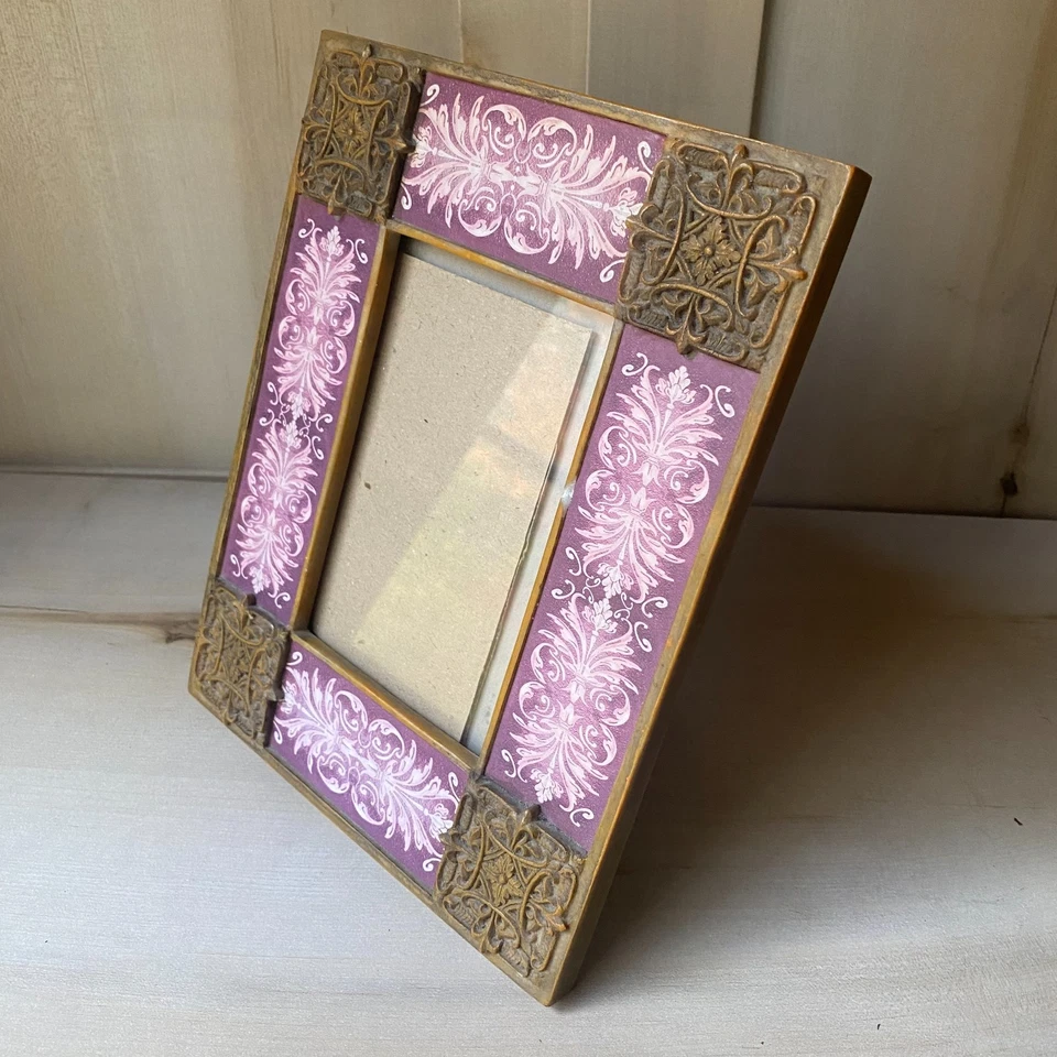 Moldura para foto antiga marrom roxa floral ornamentada estilo vitoriano 9,5" x 7,5" - Imagem 4 de 4