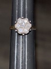 Estate 14K Yellow White Gold Diamond Floral Cluster Anniversary Cocktail Ring — photo 2