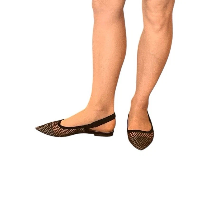 Женские JEFFREY CAMPBELL черная замша сетки Emelia слинга плоскостях заостренный носок 8 - Изображение 4 из 4