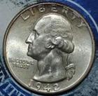 1942 D Washington Quarter - UNC {{{D160
