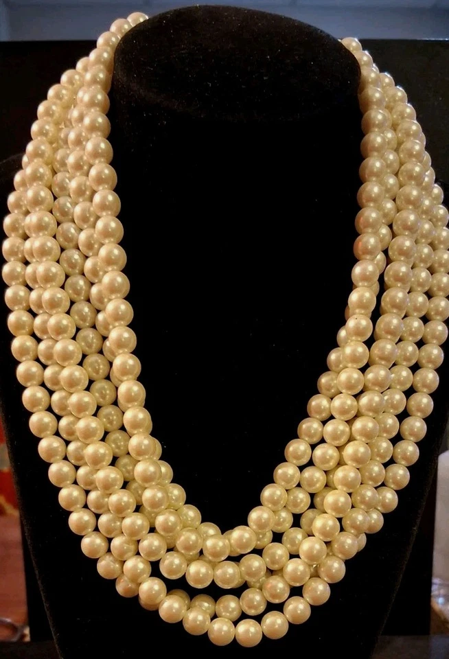 Vintage Carolee Multi Strand Pearl Necklace - Image 2 of 4