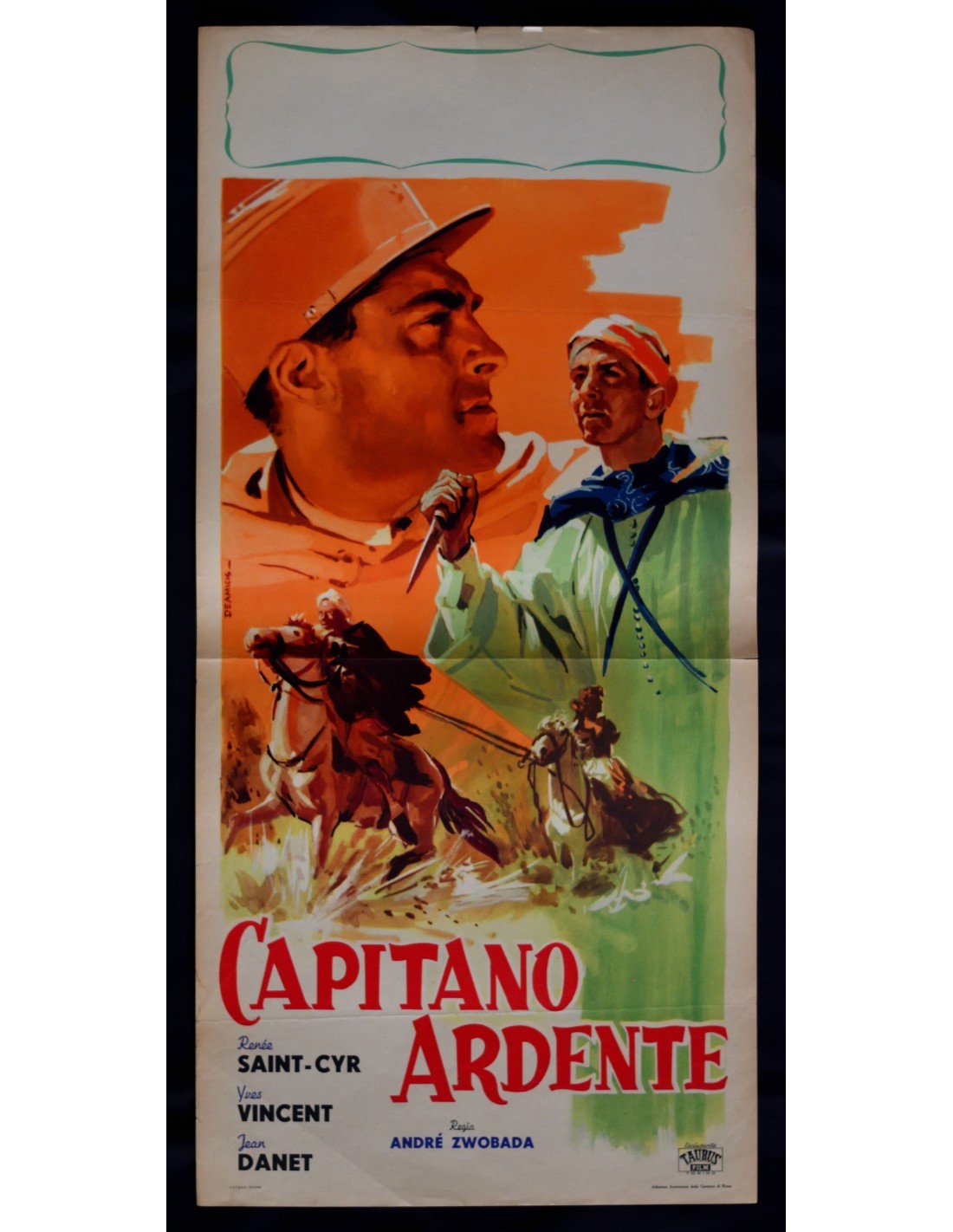 Locandina originale film Capitano ardente (1951) - Regia di André Zwoboda