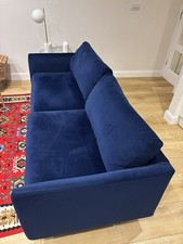 John Lewis + Swoon Latimer Large 3 Seater Sofa, Blue Velvet. RRP £1119