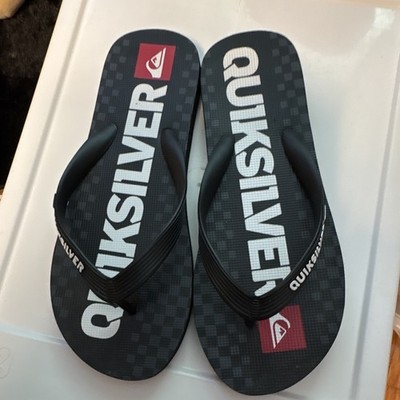 Quiksilver Men's Black Flip Flop Sandals US 9 Rubber Upper Slip-On Logo